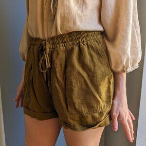 Mustard Yellow Linen Shorts